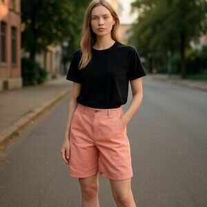 Tommy Hilfiger Women's Orange Bermuda Walking Shorts Sz 4 (XS)